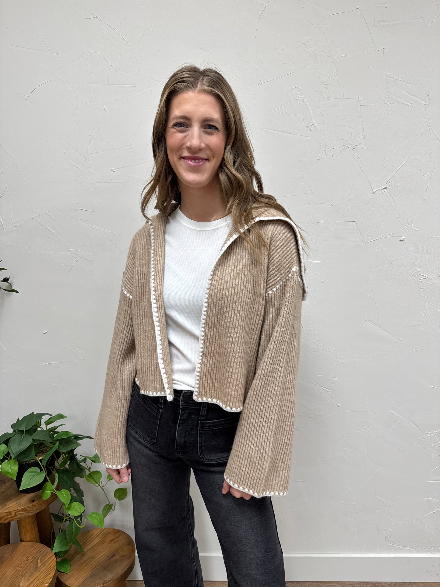 Stitch detailed sweater cardigan