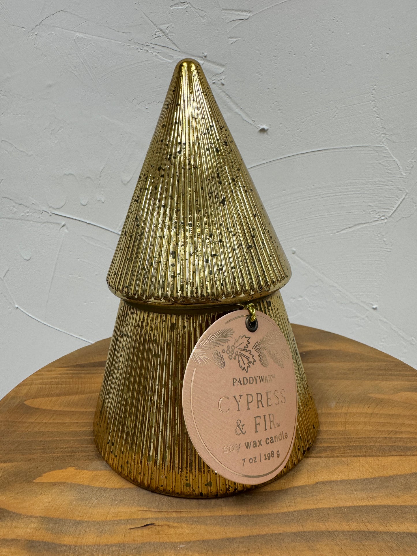 Ribbed Stacked Tree Candle Paddywax Cypress Fir