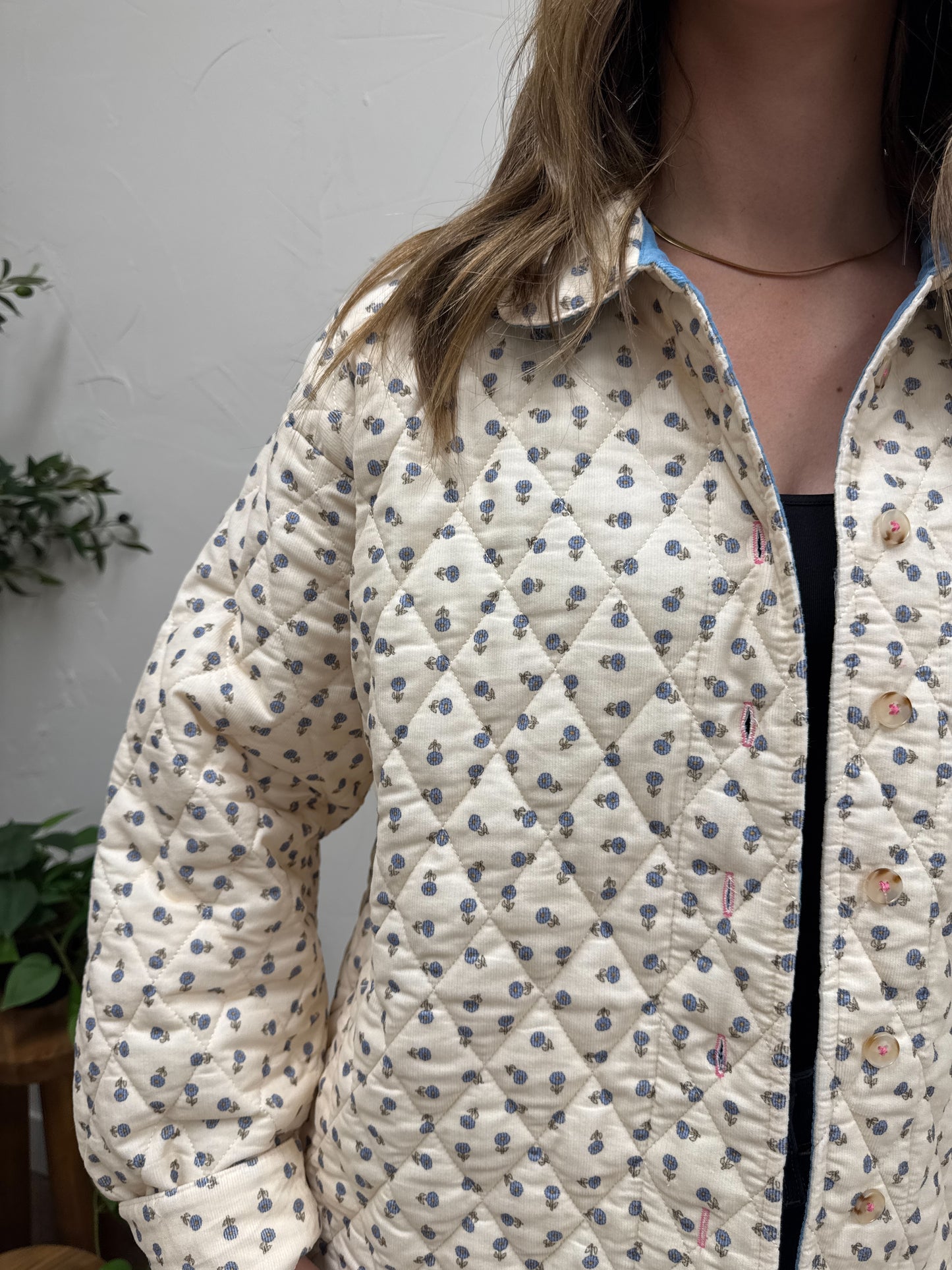 Floral Quilted Button-Up Jacket