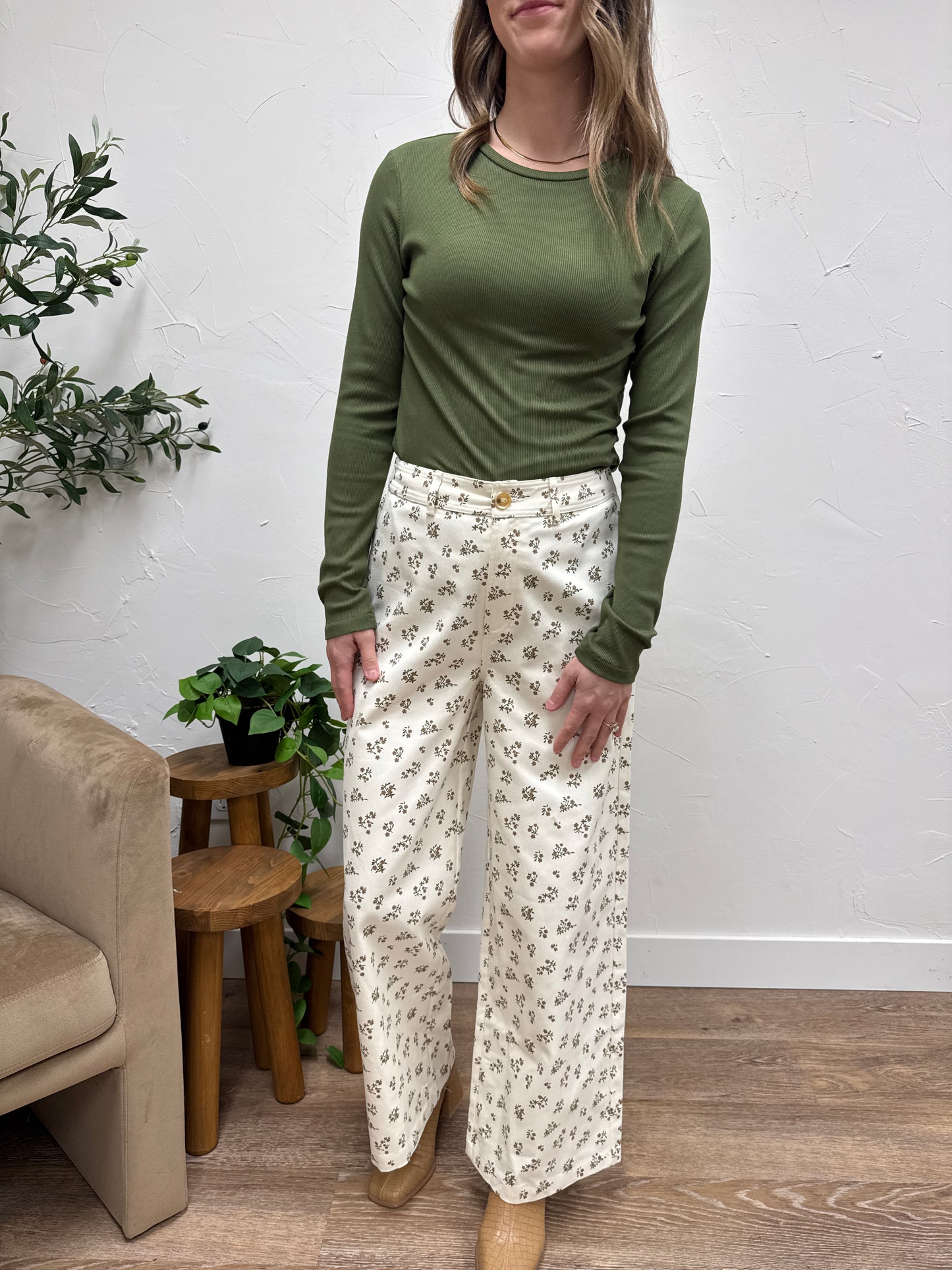 Floral Denim Pants