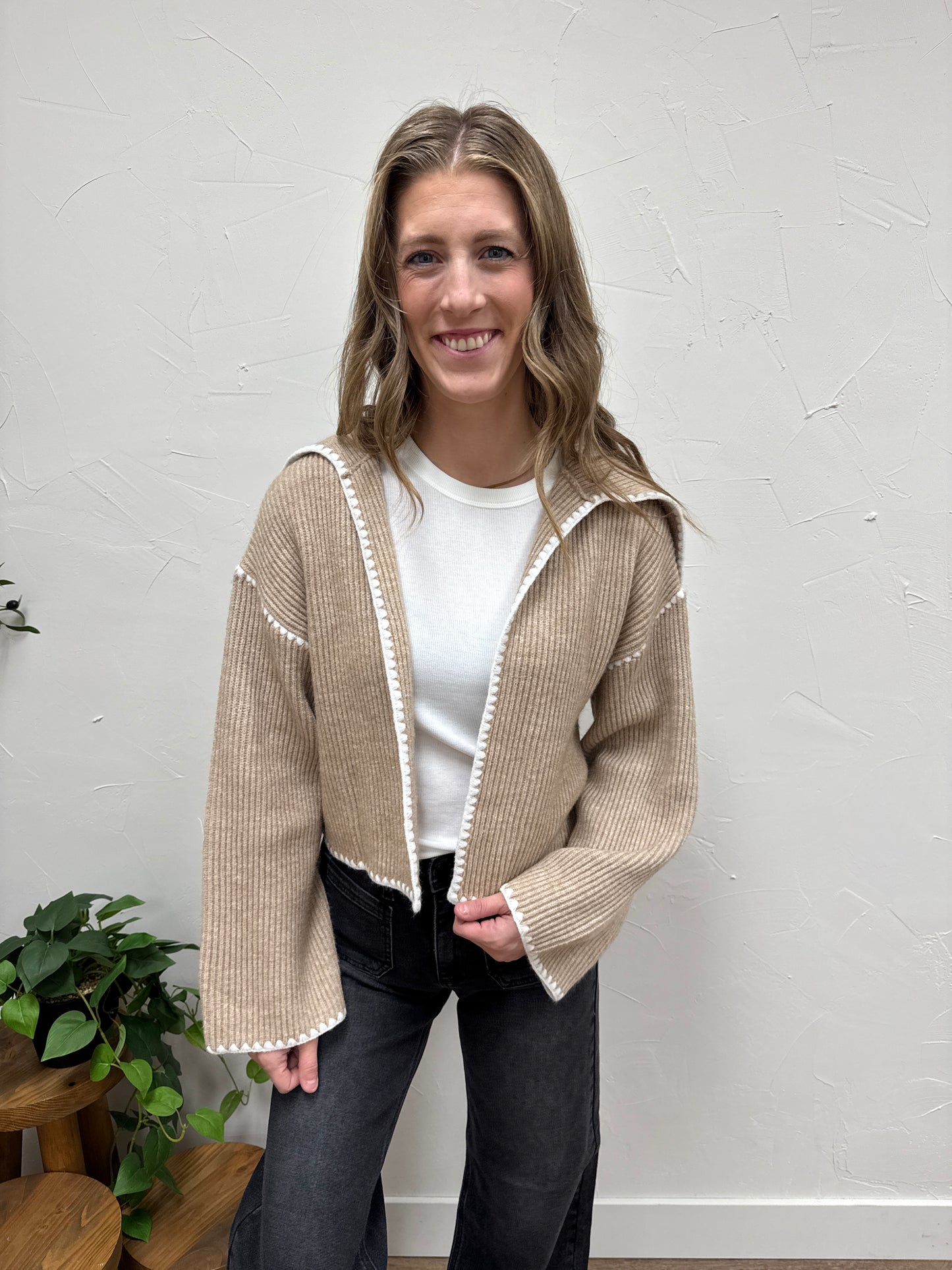 Stitch detailed sweater cardigan