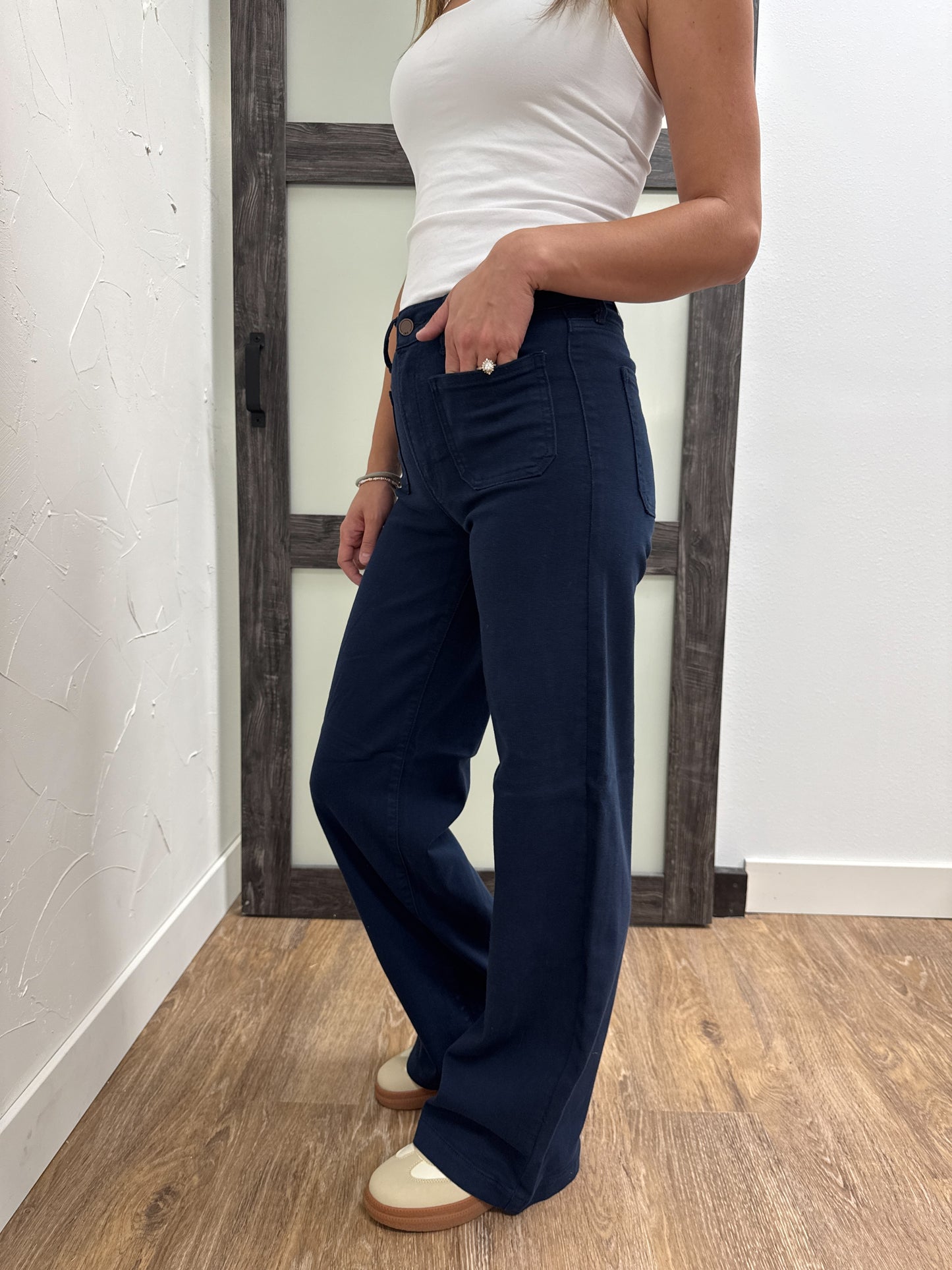 Mini Patch Pocket Wide Leg Denim