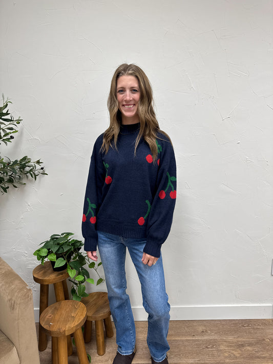 Cherry On Top Mock Sweater