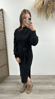 Sweater Midi Dress with Belt