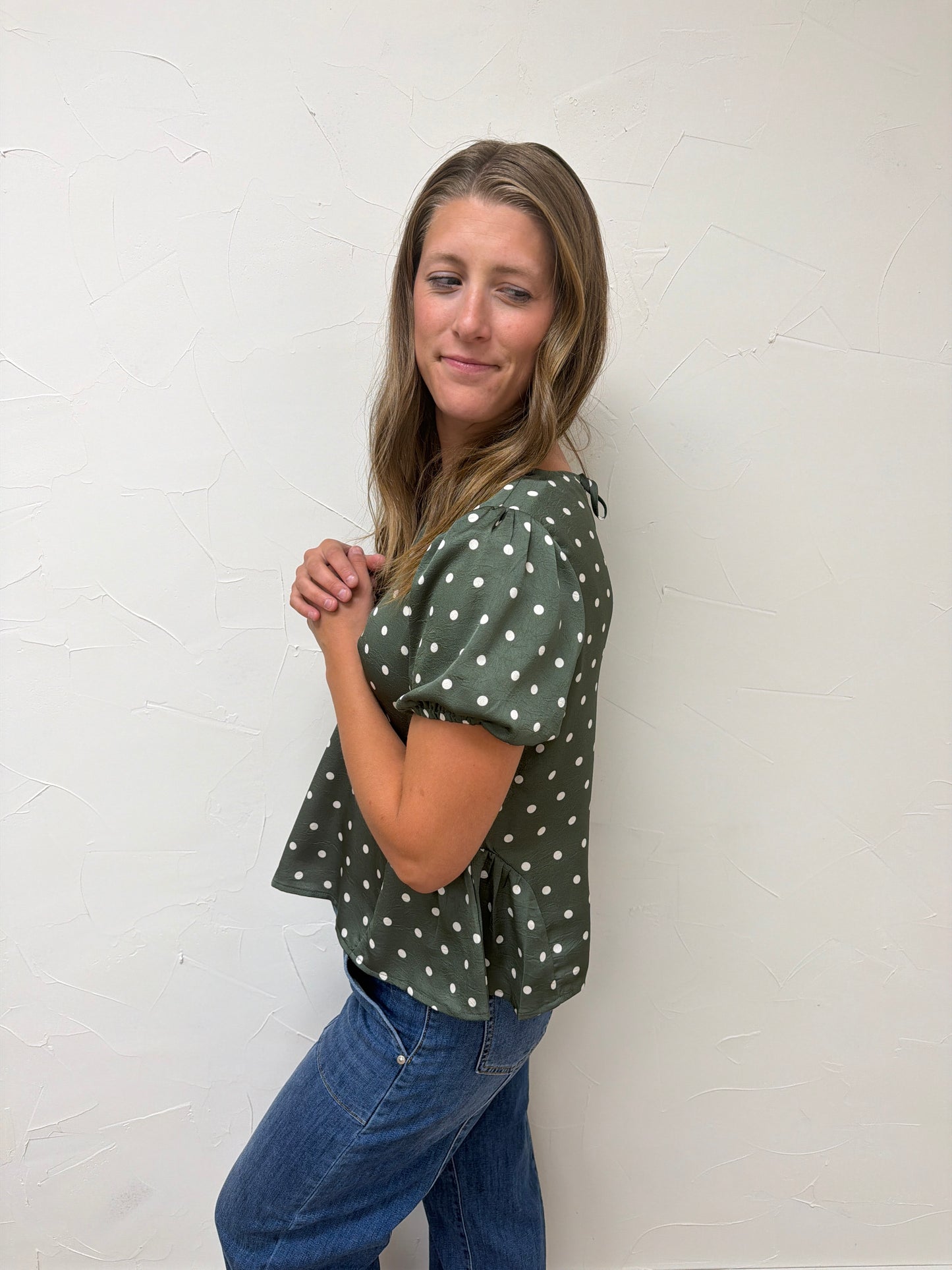 Polka Dot Peplum Blouse
