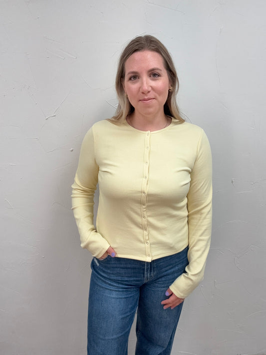 Ribbed Button Up Knit Top