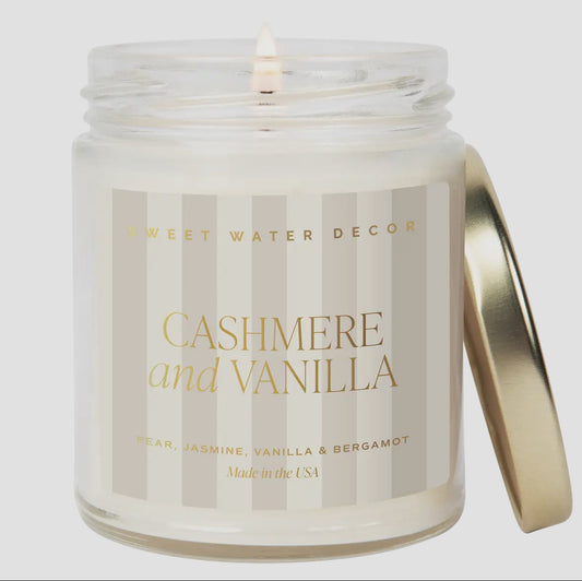 Stripe Patterned Candle-Cashmere and Vanilla