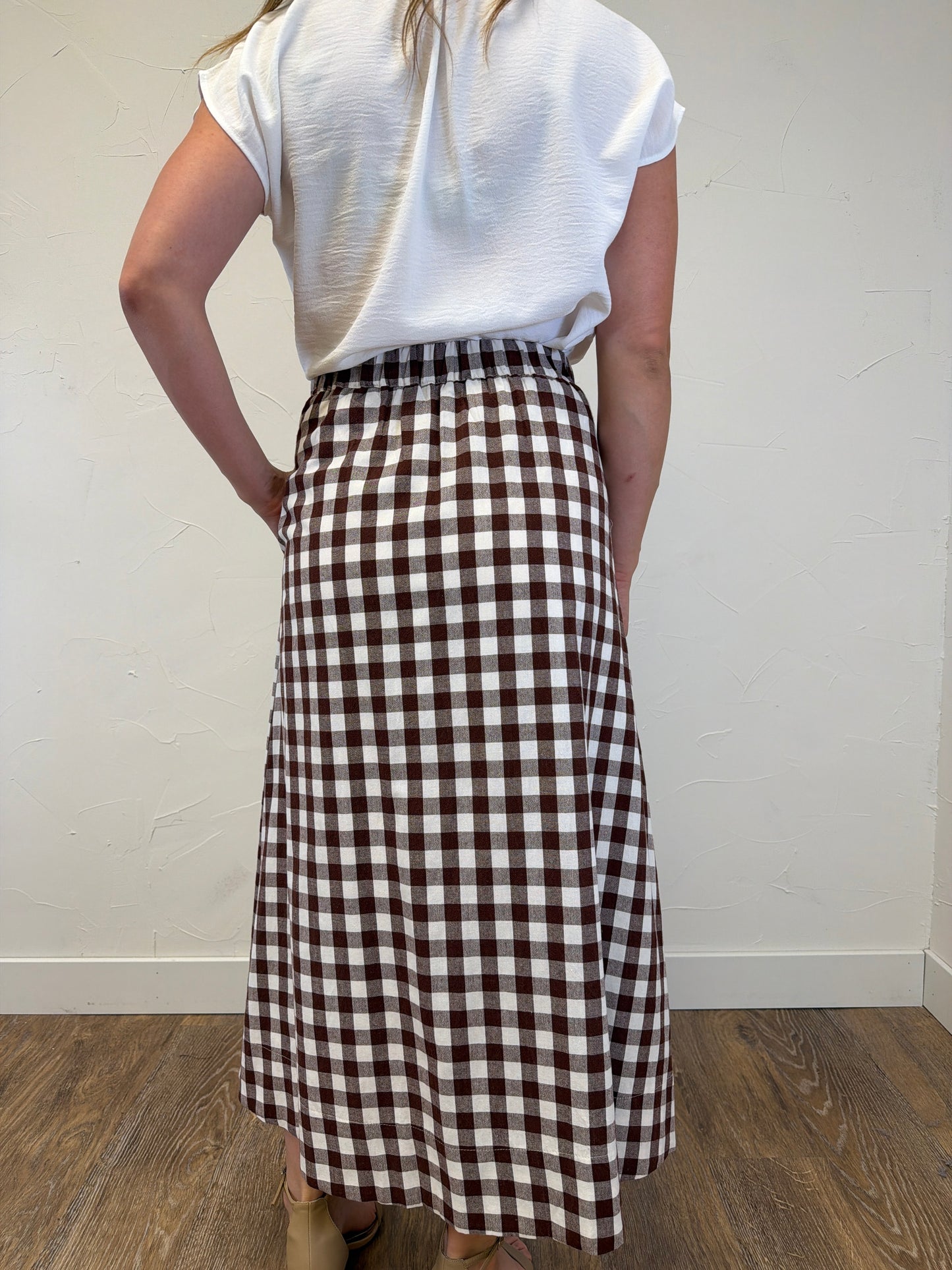 Gingham Checkered Midi Skirt