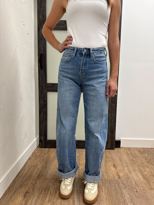 Super High Rise Wide Barrel Vervet Denim
