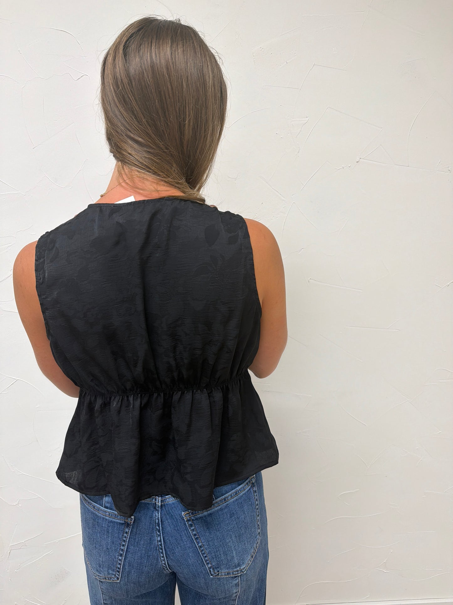 Satin Jacquard Lace Trim Tank