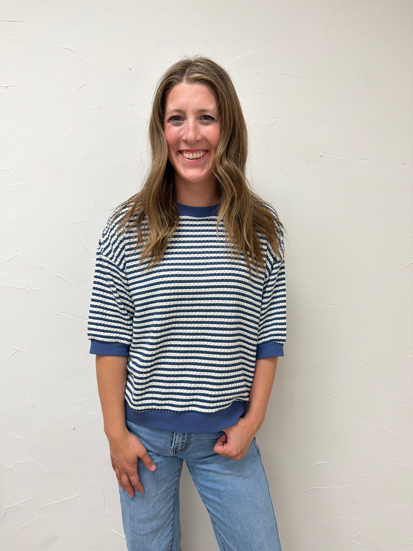 Textured Stripe Knit Top