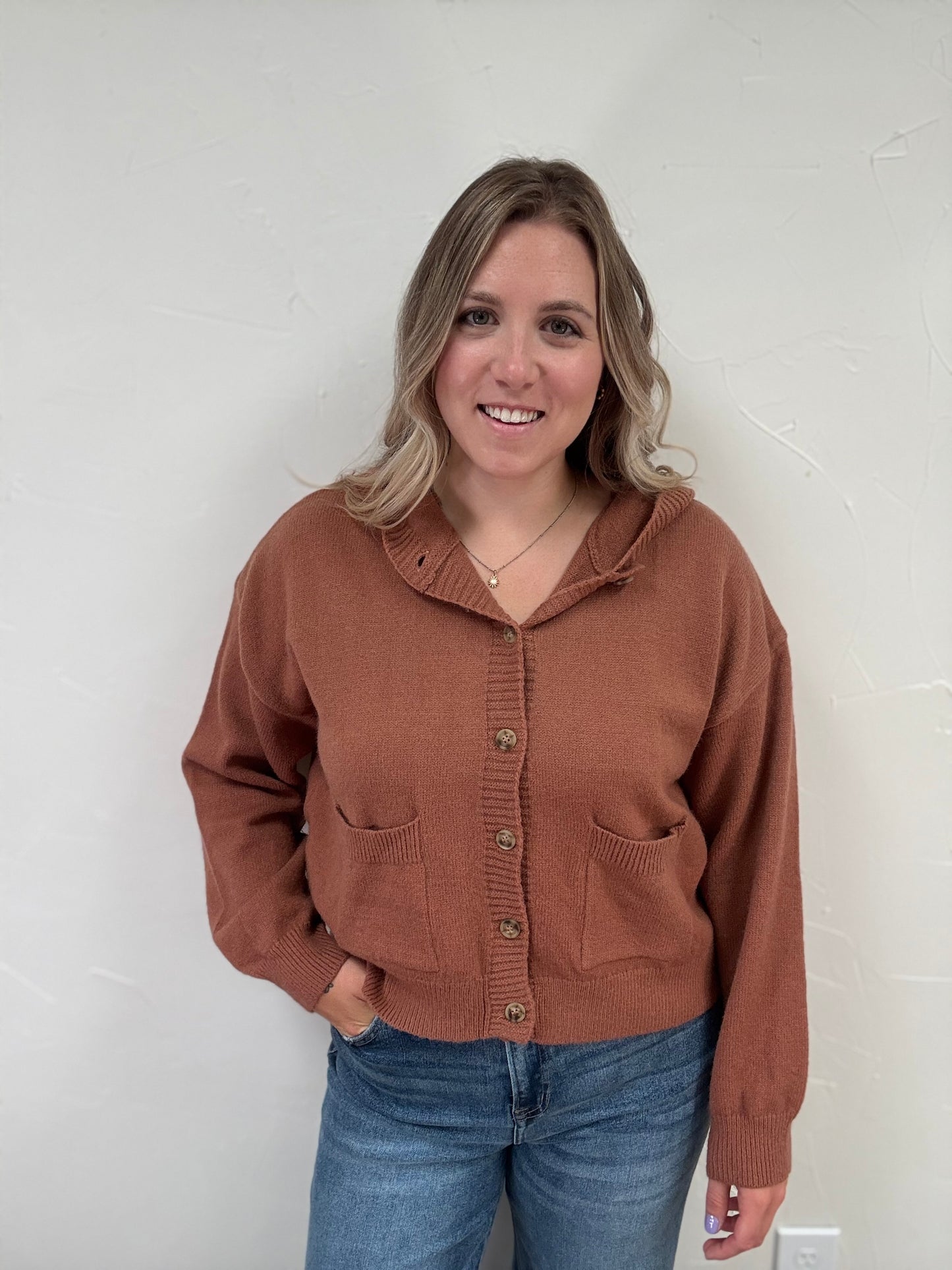 Hooded Button Up Sweater Cardigan