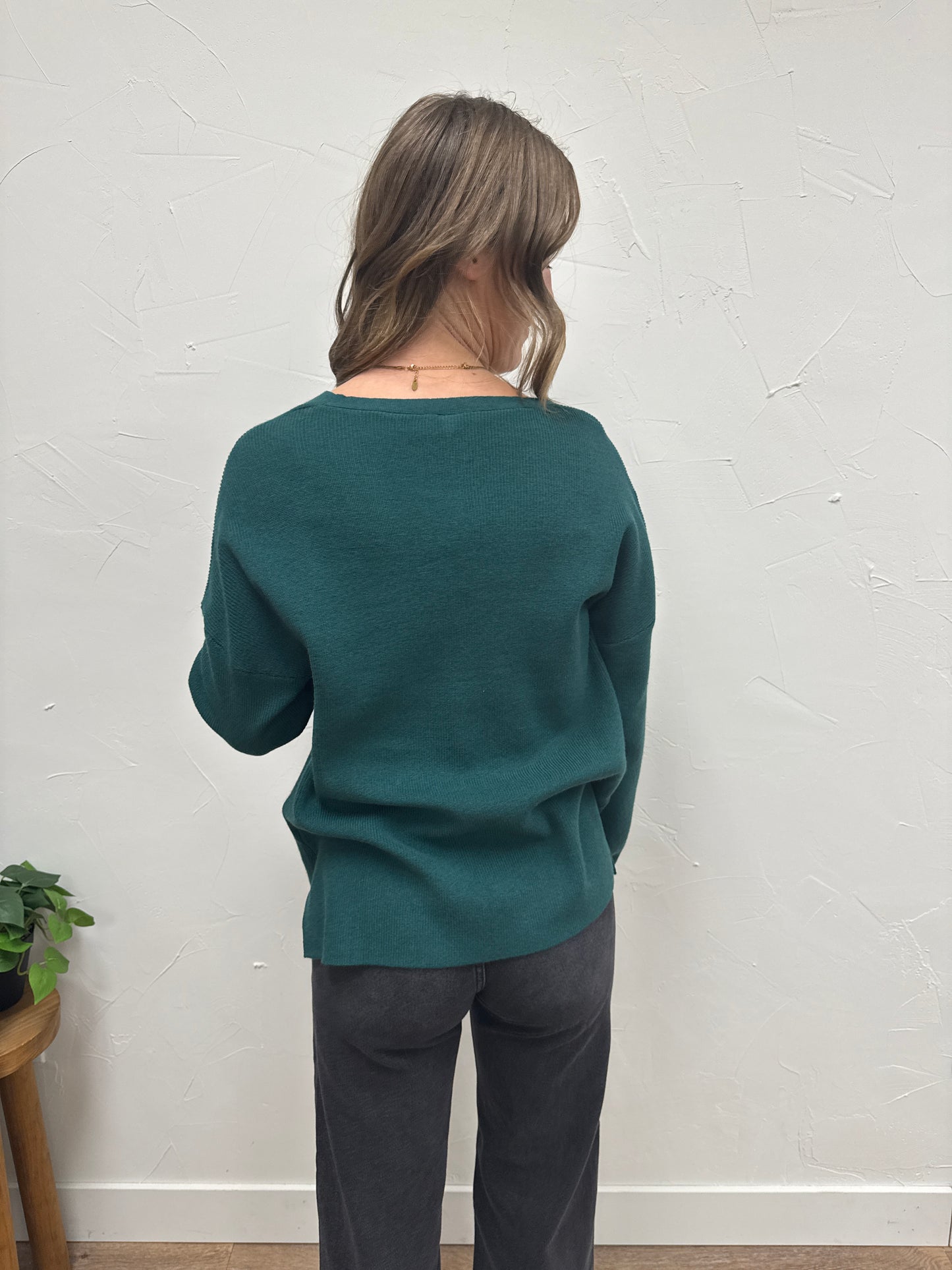 Lightweight V Neck Drop Shoulder Sweater