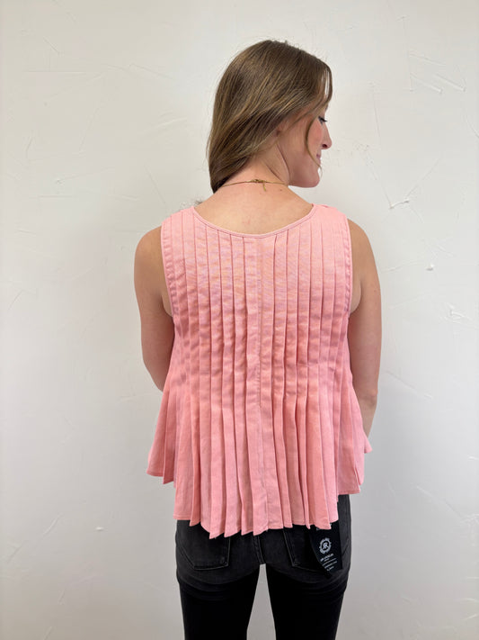 Pleated Tank Top with Bow Detail