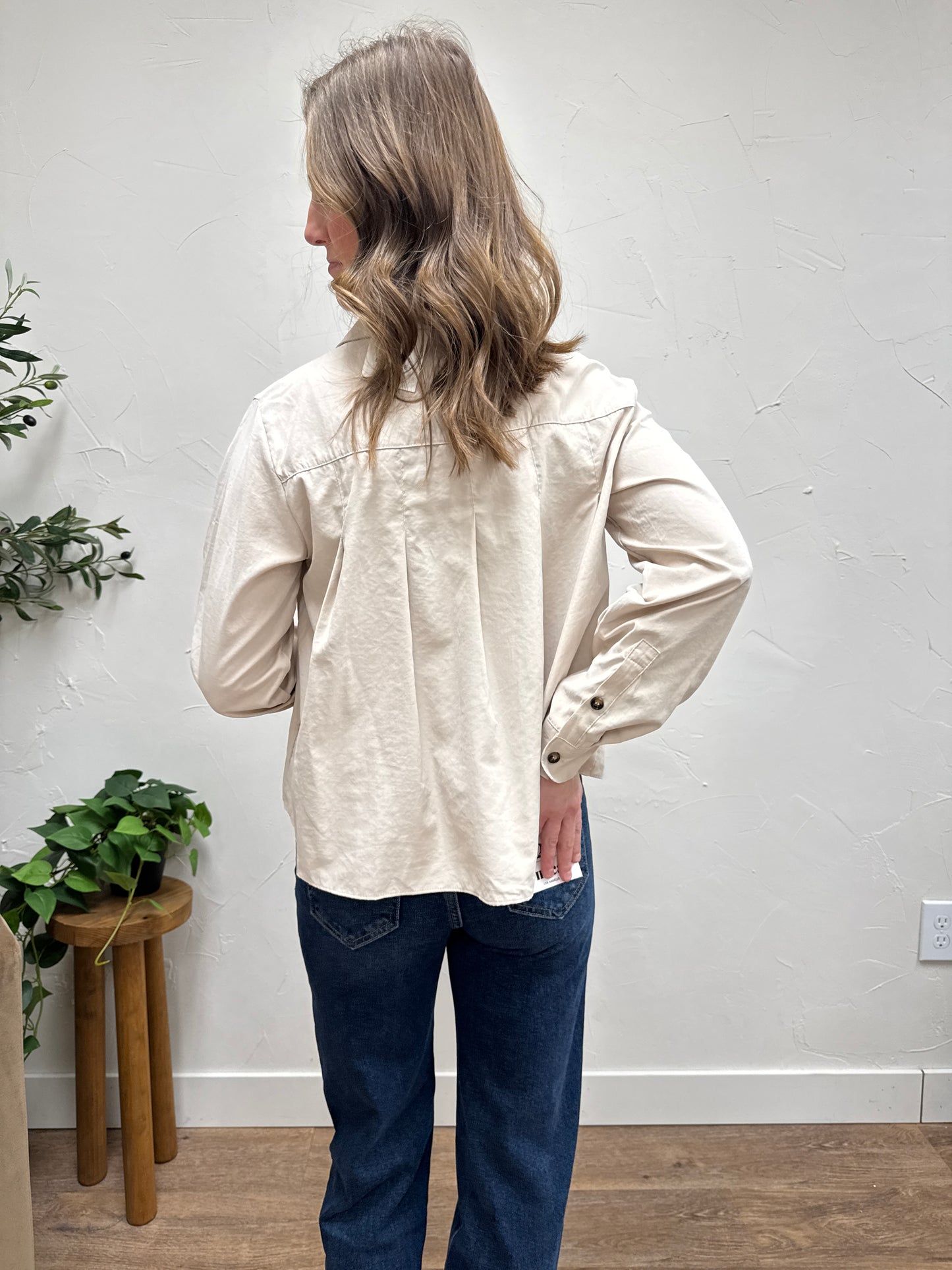 Pleated Button Up Shirt