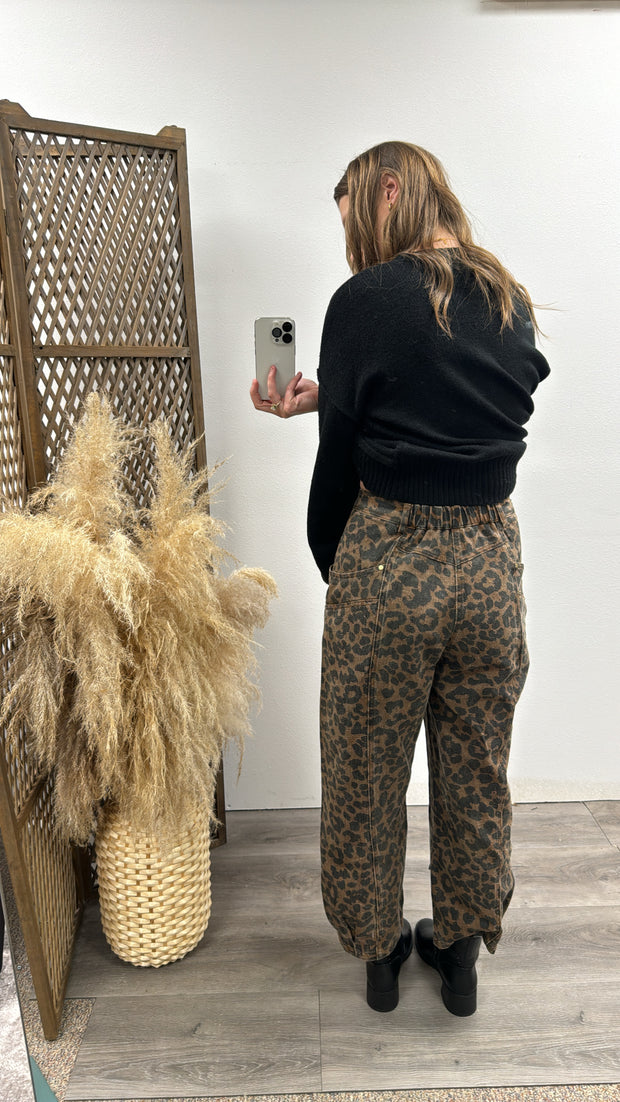 Leopard Barrel Jean