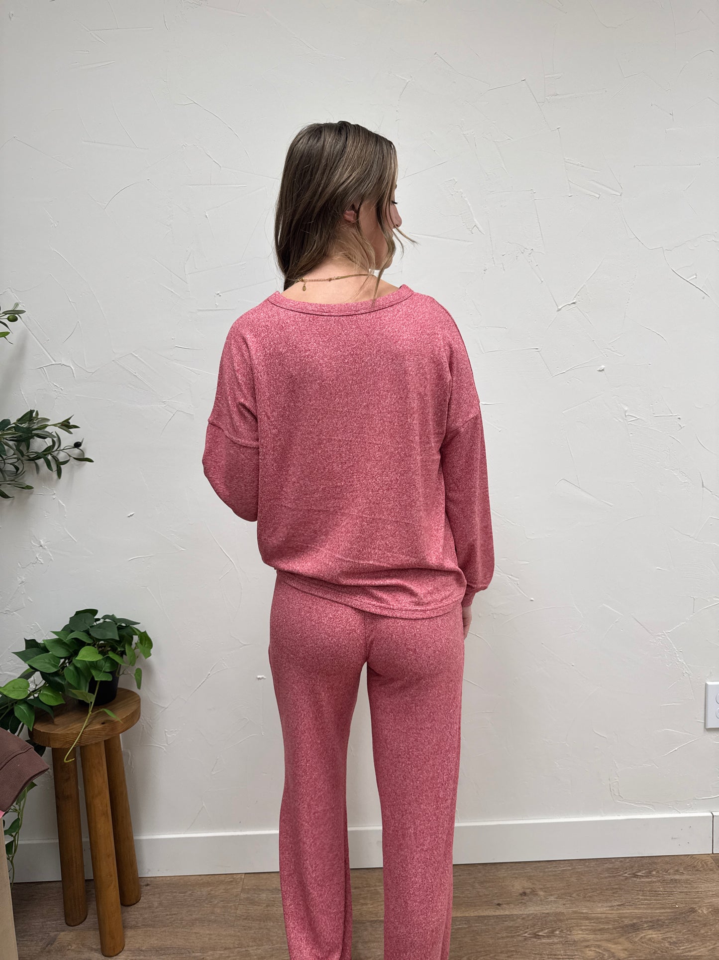 SOFT MELANGE LONG SLEEVE TEE & PANTS SET