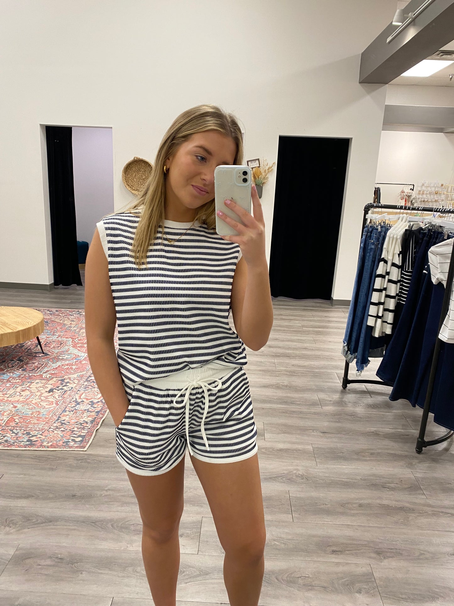 Contrast Striped Tank and Short Set