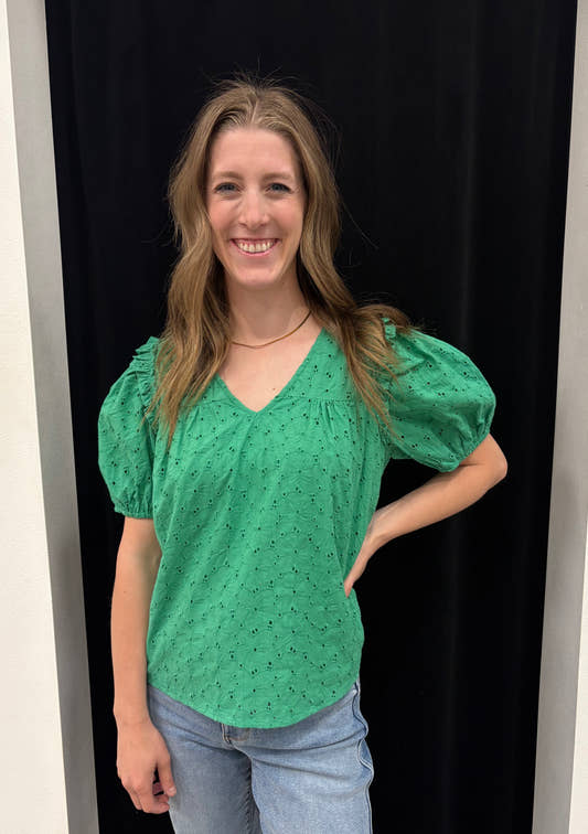 Eyelet Puff Sleeve Top