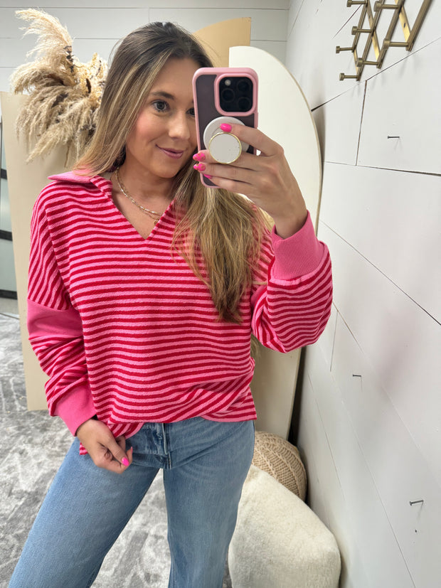 Striped Knit Loose Fit Top