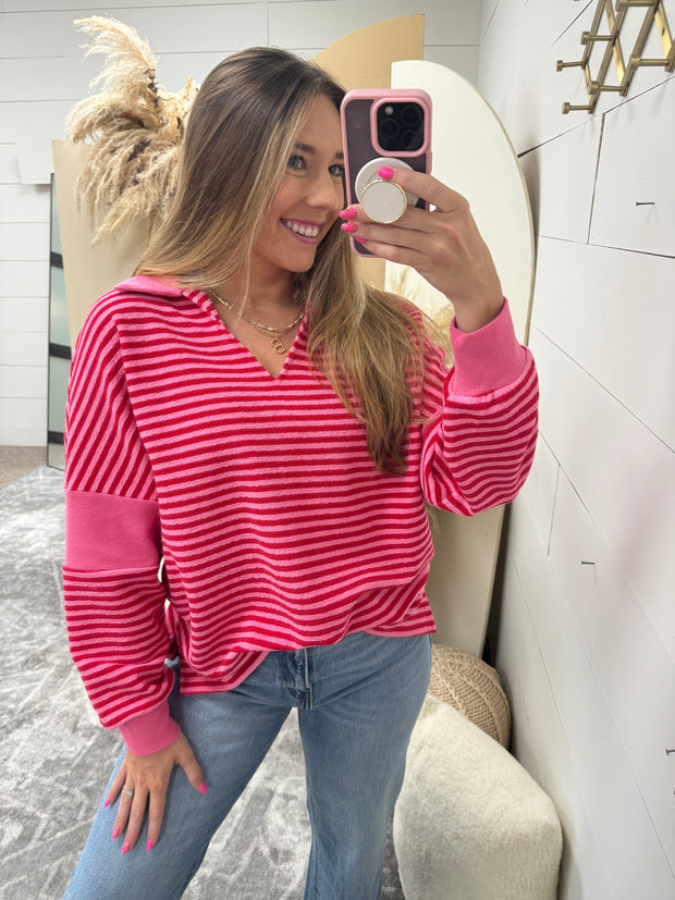 Striped Knit Loose Fit Top