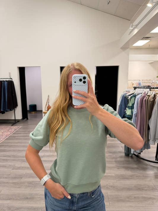 Puff Short Sleeve Crew Neck Top