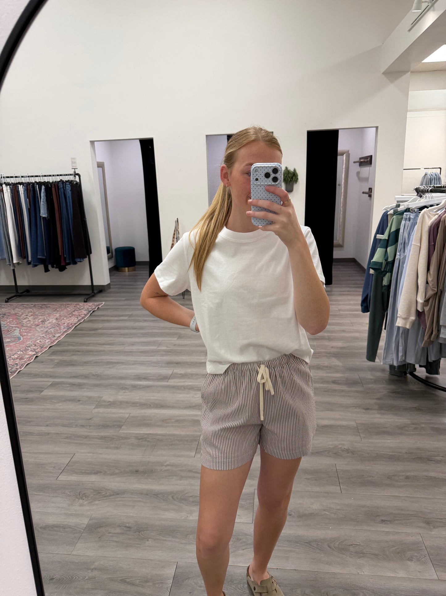 Casual Striped Drawstring Shorts