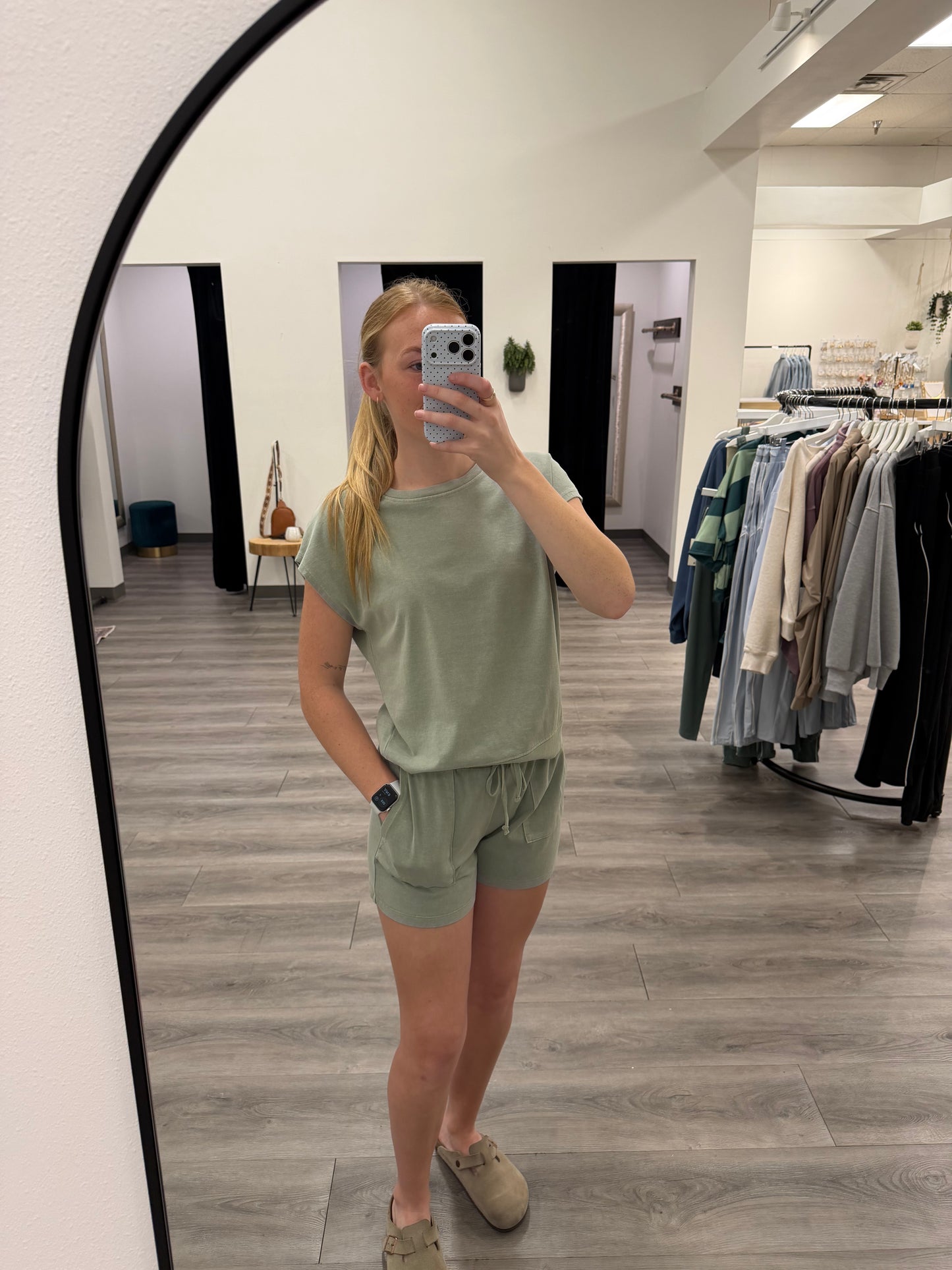 Front view of model wearing Women's Short & Tee Set – Casual Two-Piece Lounge Outfit