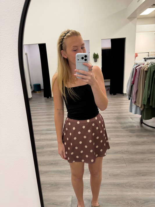 Polka Dot Satin Mini Skirt