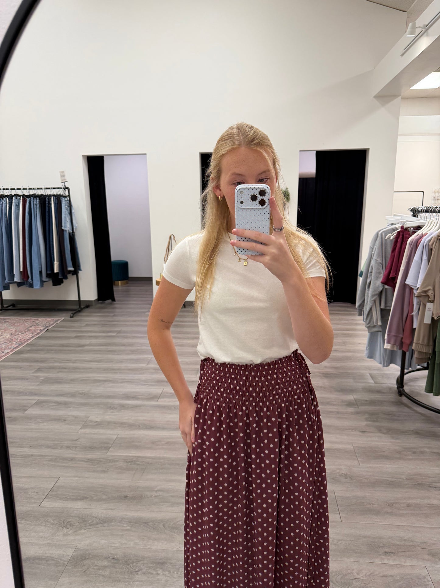 Polka Dot Midi Skirt