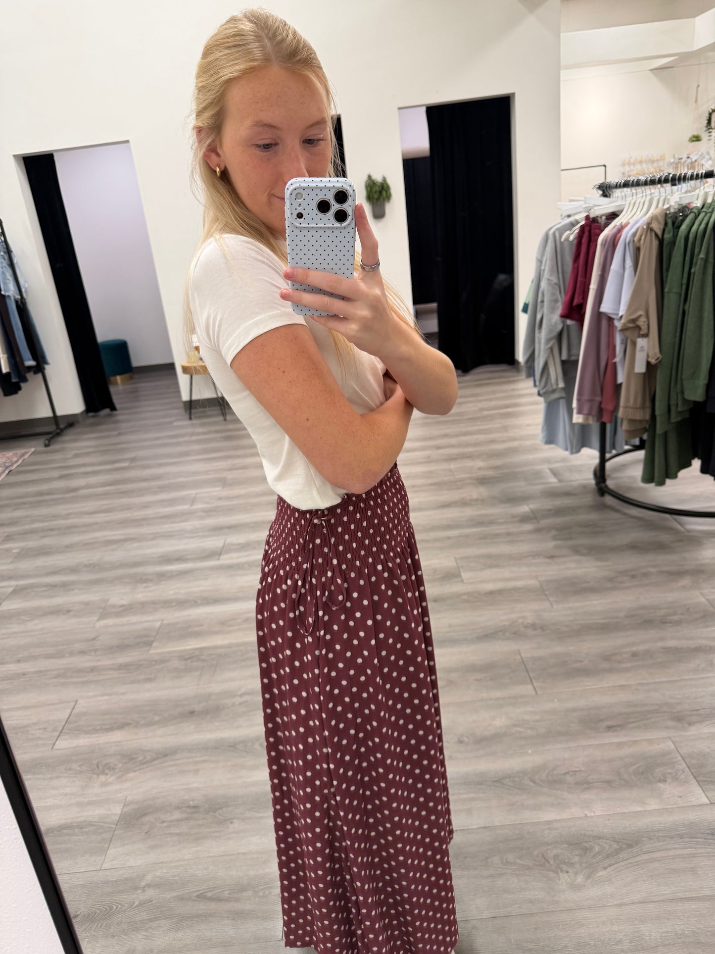 Polka Dot Midi Skirt