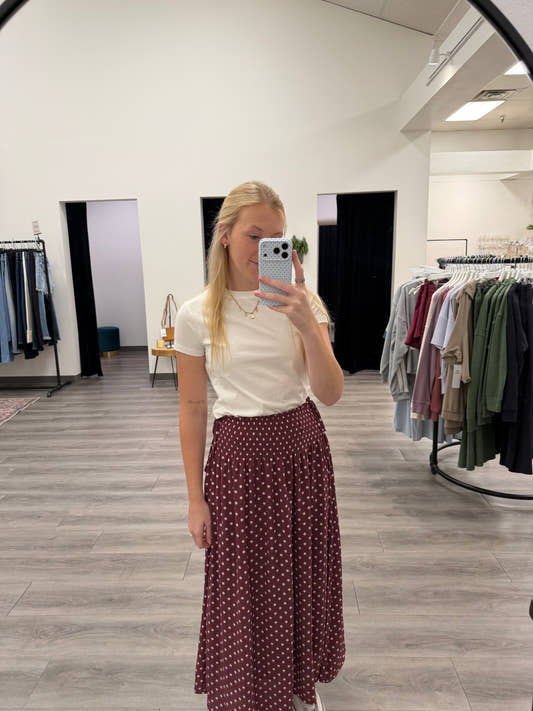 Polka Dot Midi Skirt