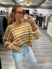 Striped Mock Neck Sweater