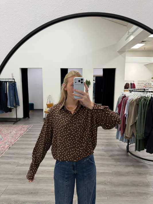 Polka Dot Elasticized Hem Shirt