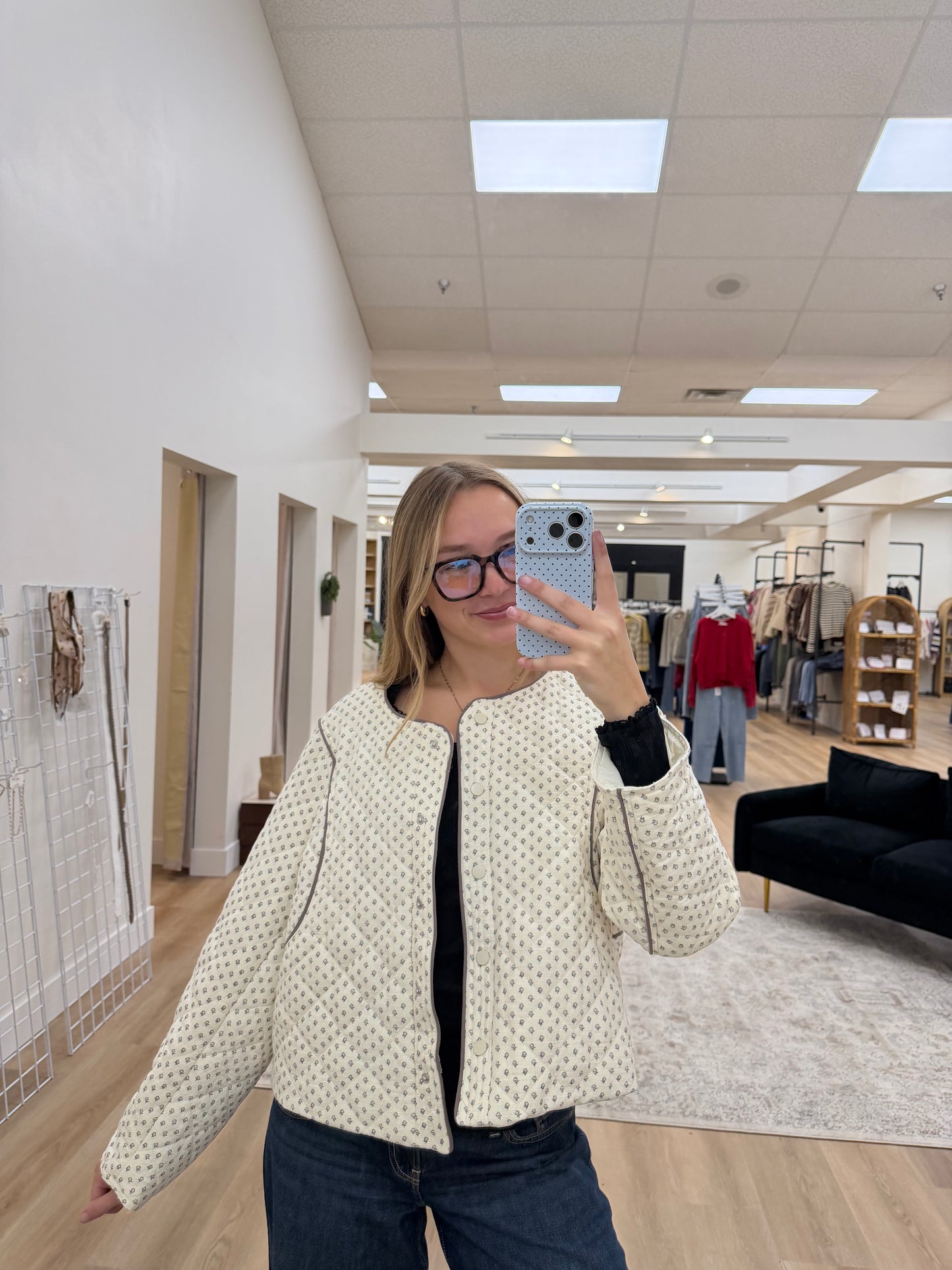 Cotton Ditsy print Quilted Jacket
