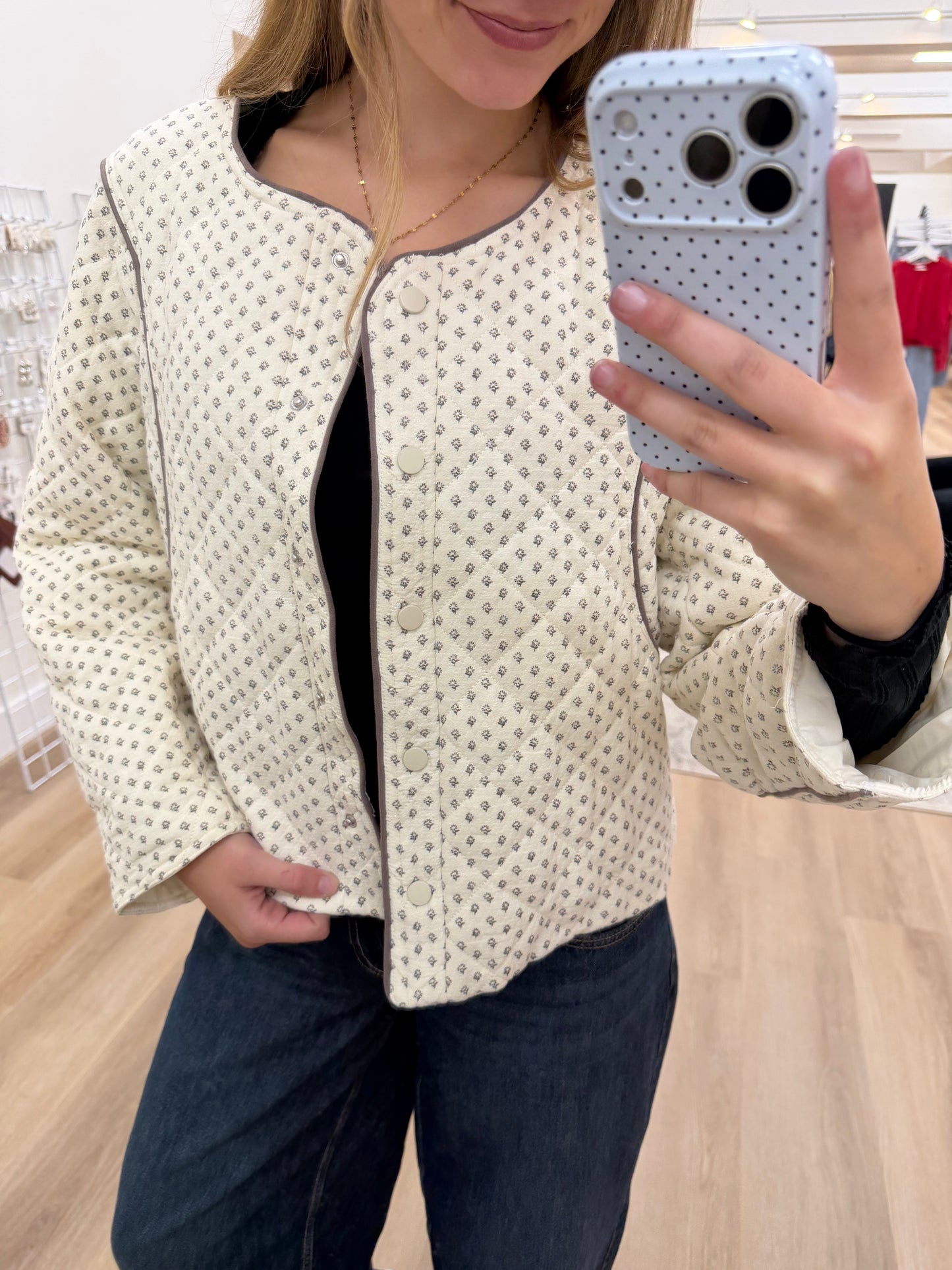 Cotton Ditsy print Quilted Jacket
