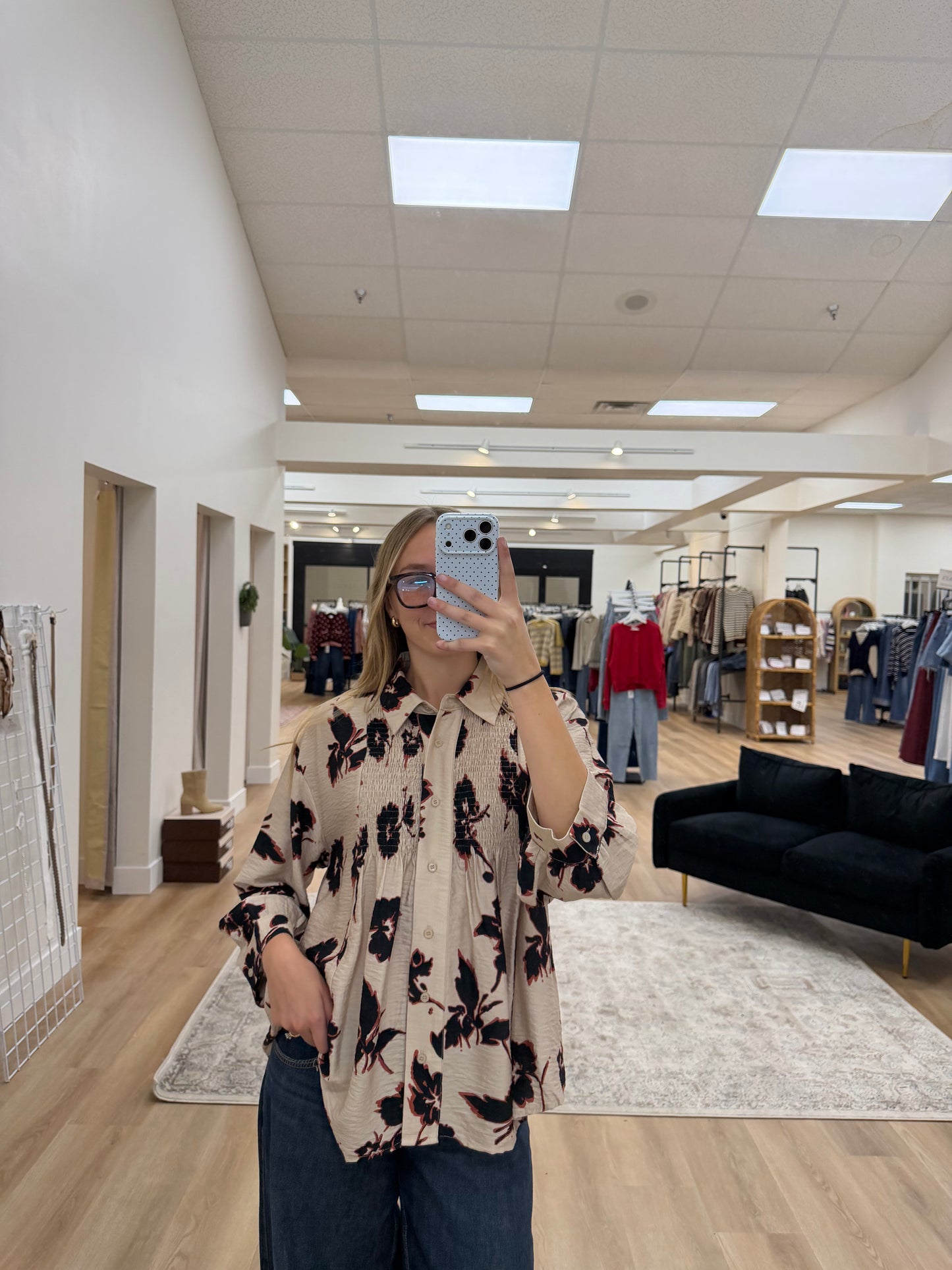 Printed Long Sleeve Floral Shirt