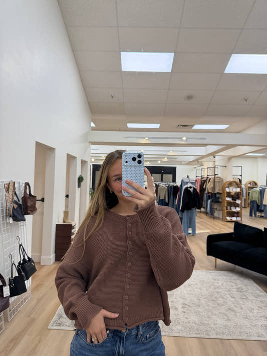 Solid Cropped Button Down Cardigan