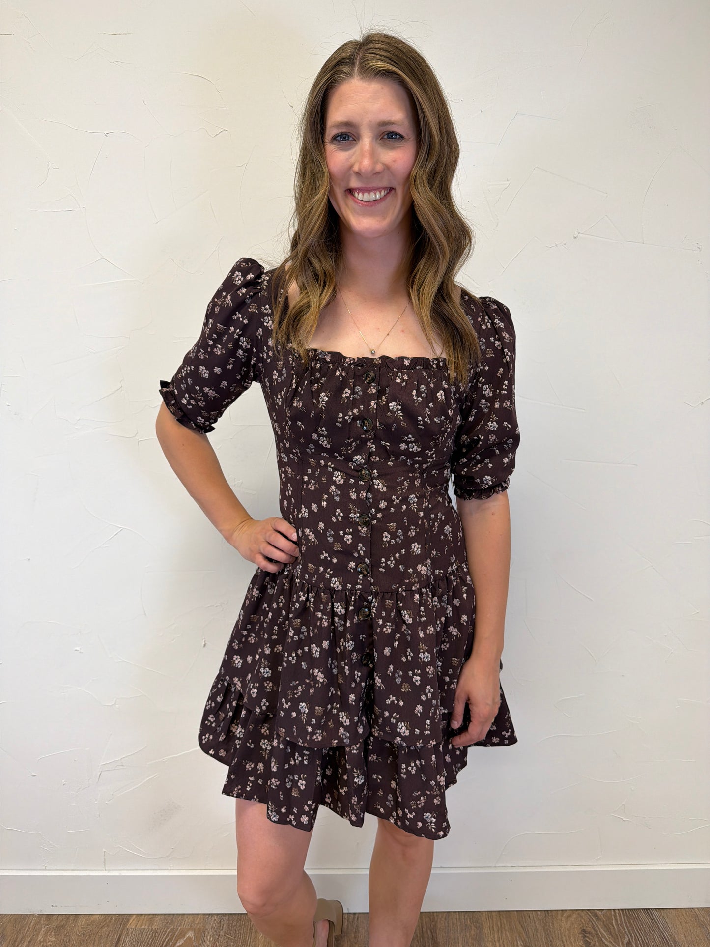Floral Mini Dress with Half Sleeve