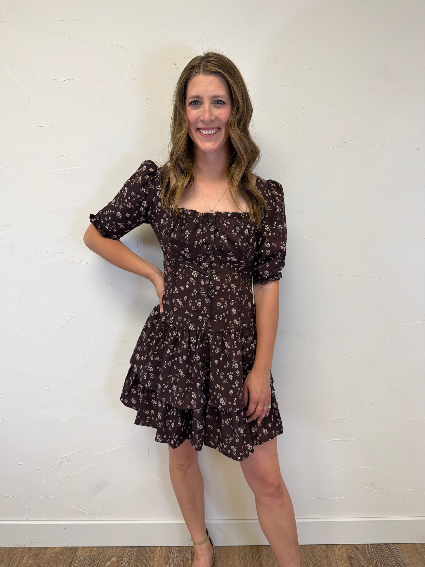 Floral Mini Dress with Half Sleeve