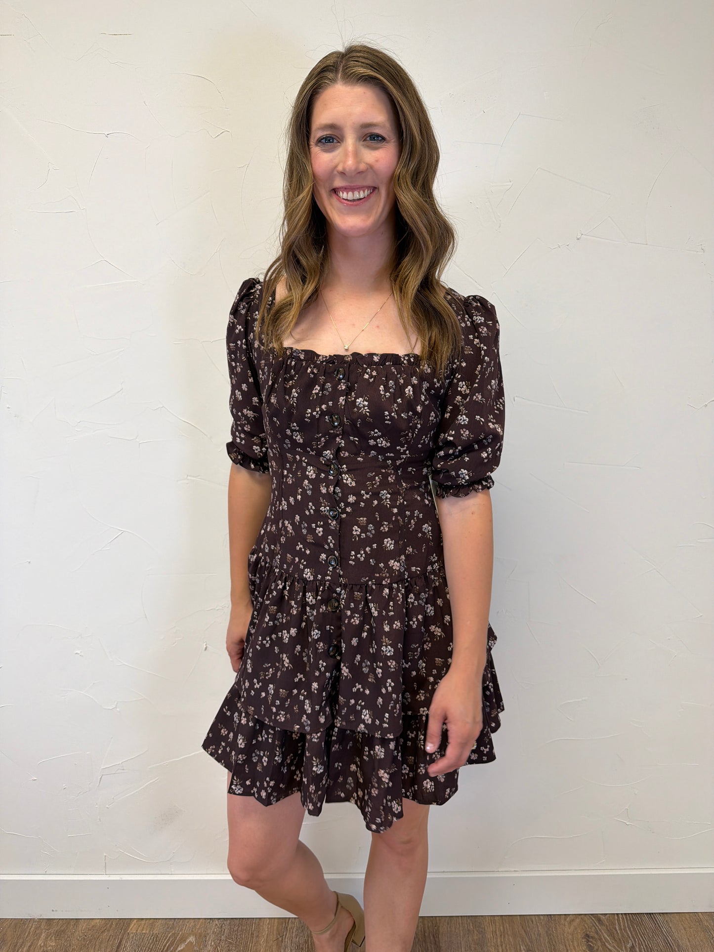 Floral Mini Dress with Half Sleeve