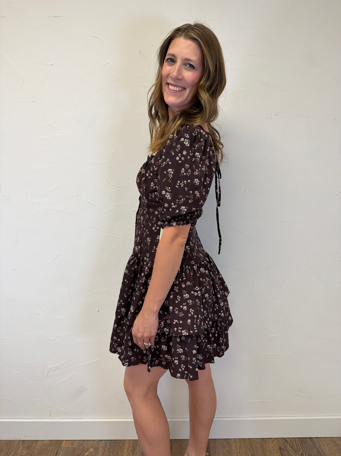 Floral Mini Dress with Half Sleeve
