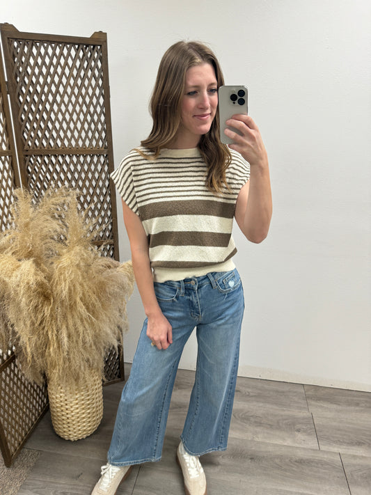 Mixed Stripe Pattern Knitted Top