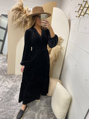 Velvet Tiered Maxi Dress