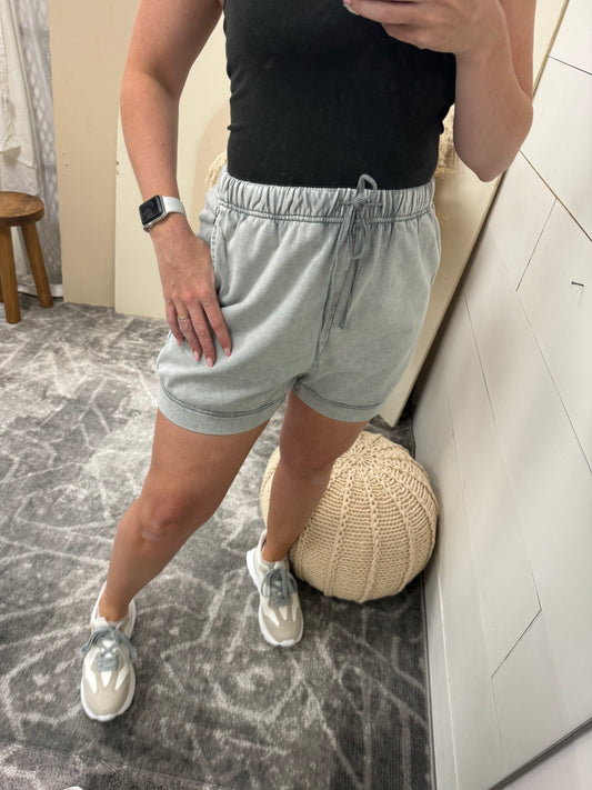 High Waisted Mineral Wash Shorts