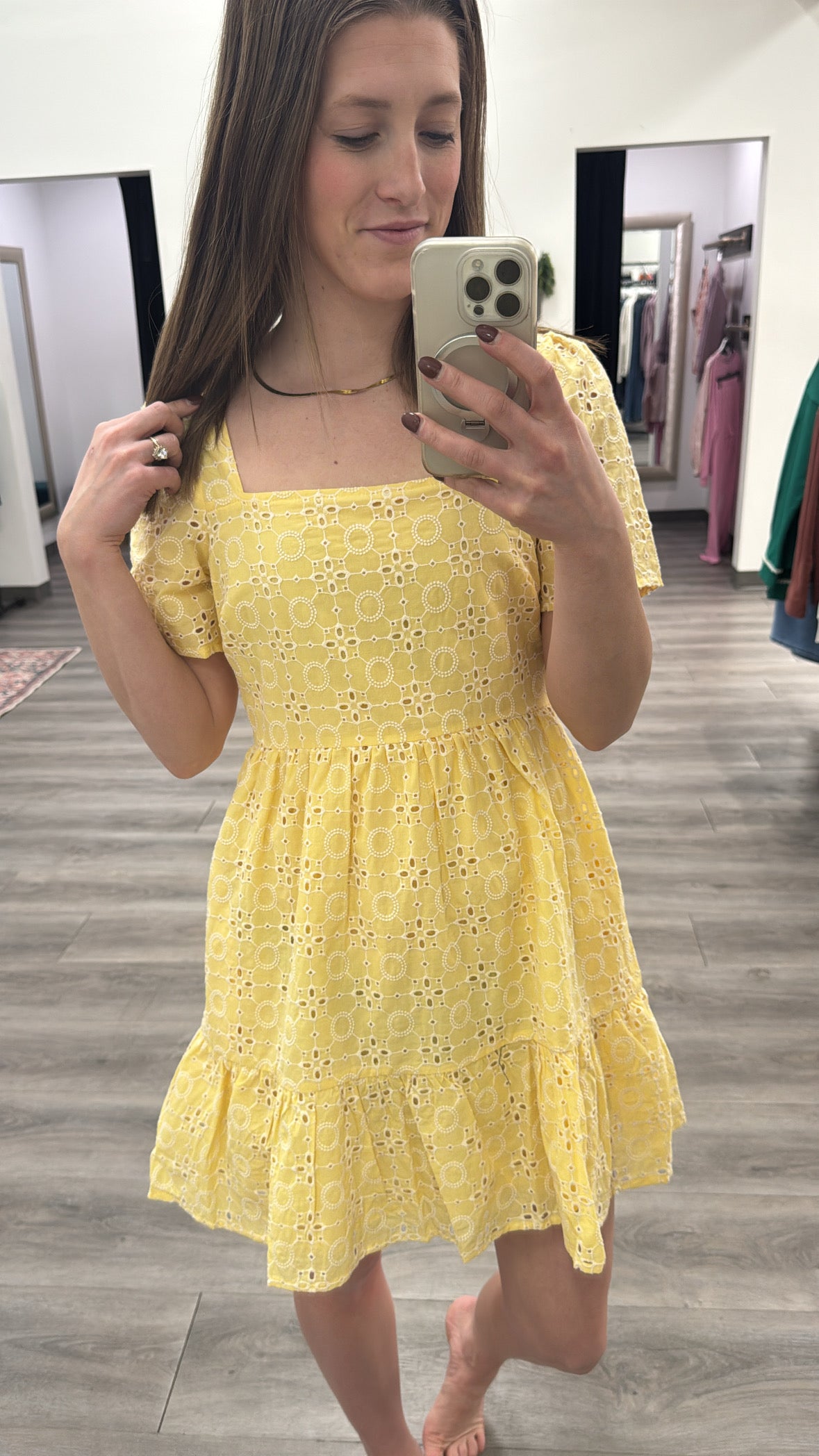 Eyelet Embroidered Mini Dress