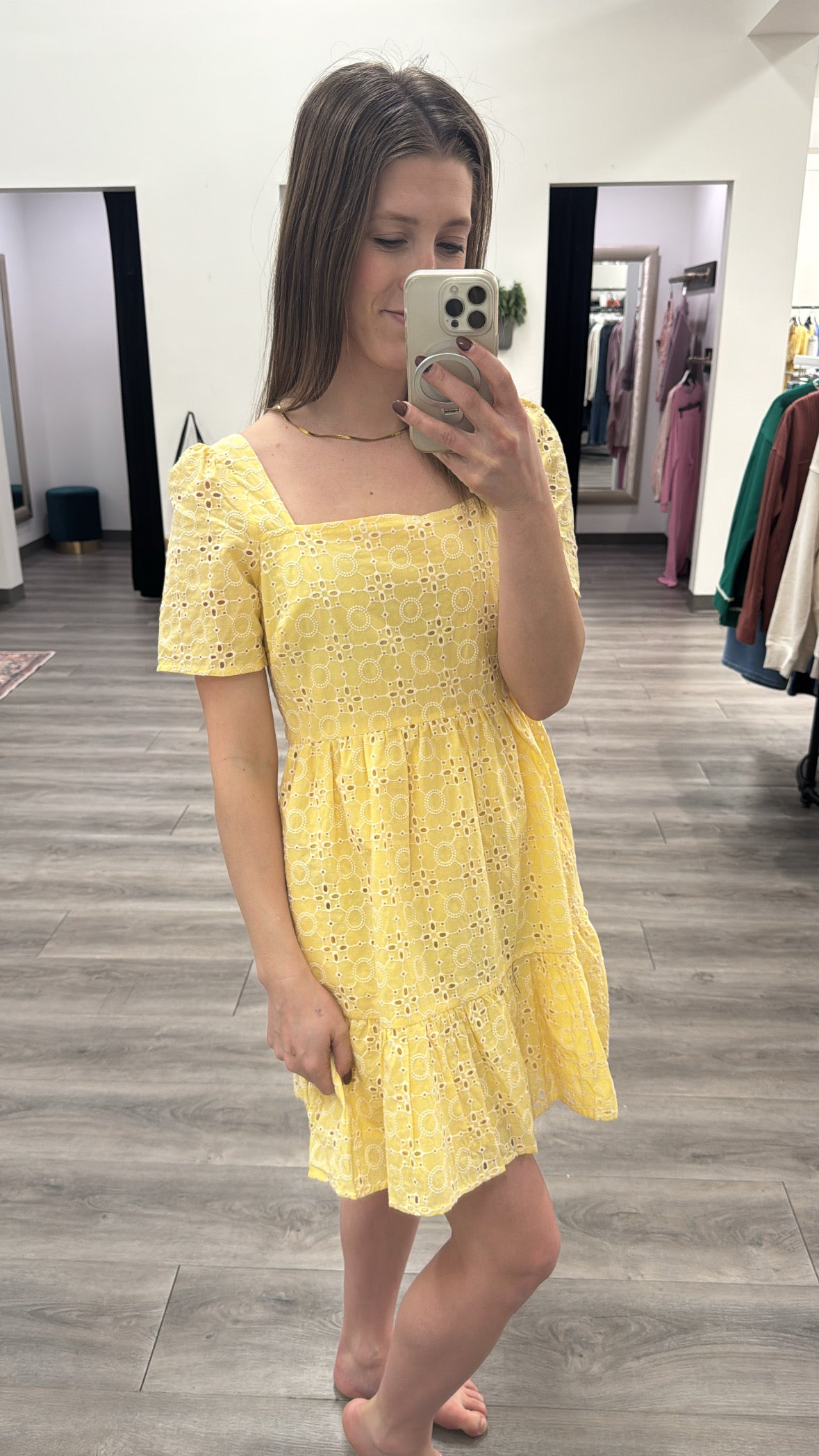 Eyelet Embroidered Mini Dress