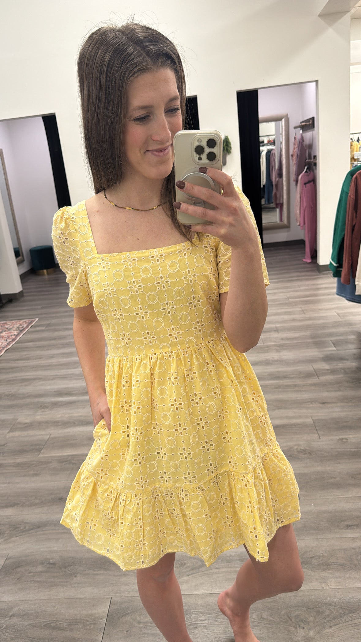 Eyelet Embroidered Mini Dress