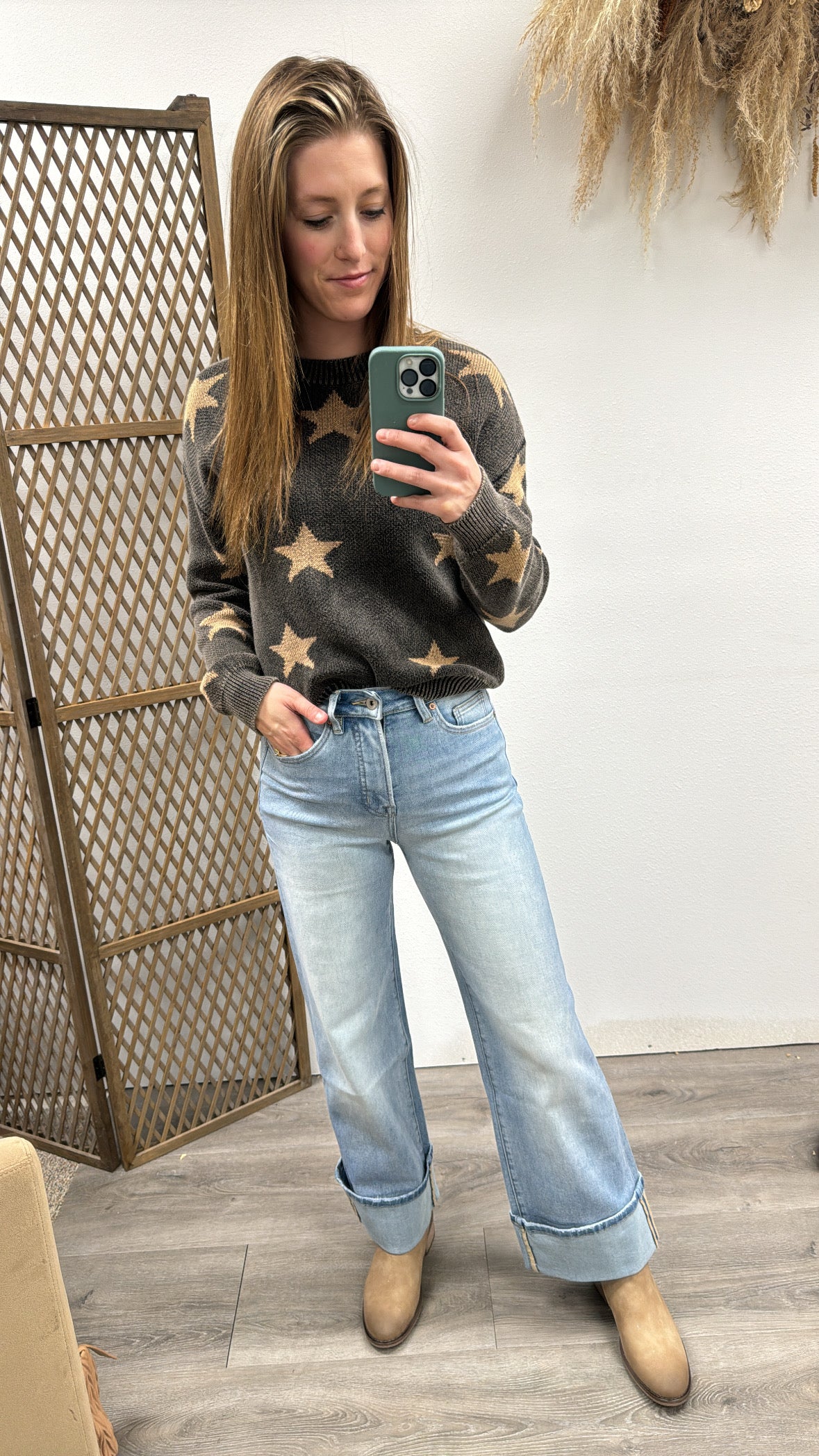 Vintage washed Star Sweater Top