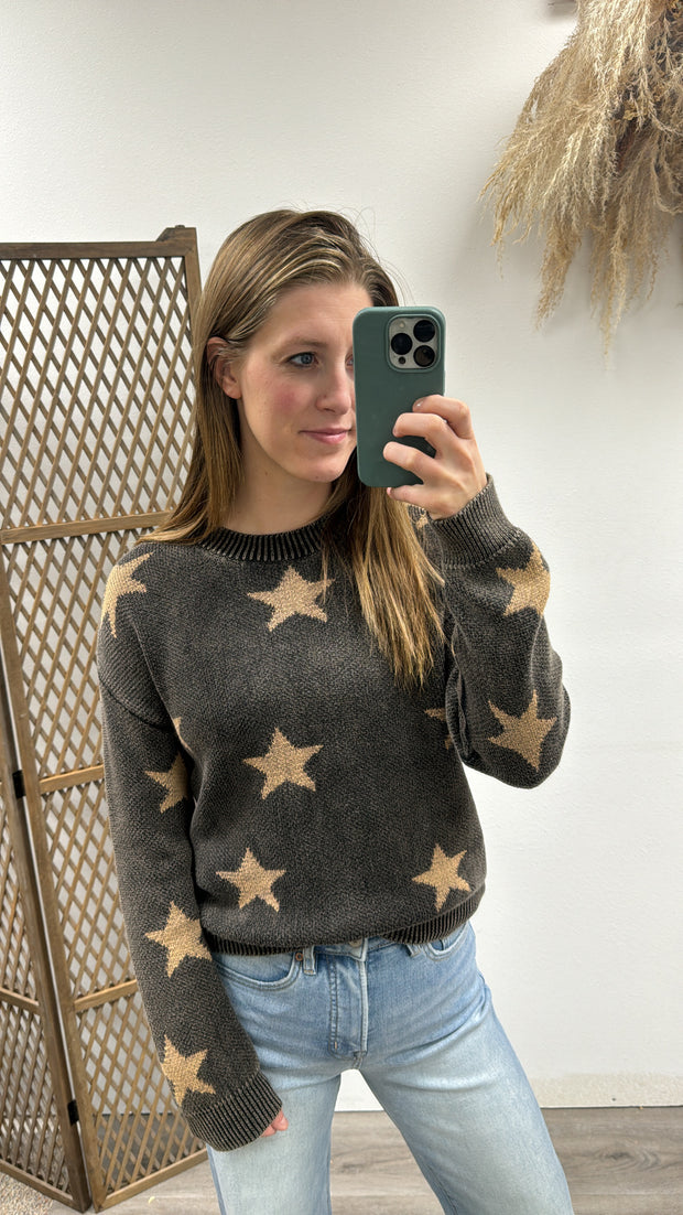 Vintage washed Star Sweater Top